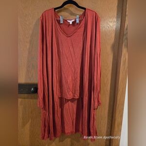 Rust Red Long Sleeve Tunic Shirt
